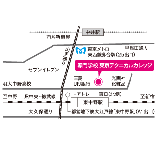 東京テクニカルカレッジ（東中野）地図